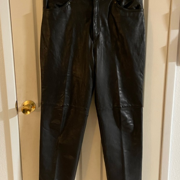 Vintage Black Leather Pants Men’s Size 34x31 Made In France in the 40s-50s